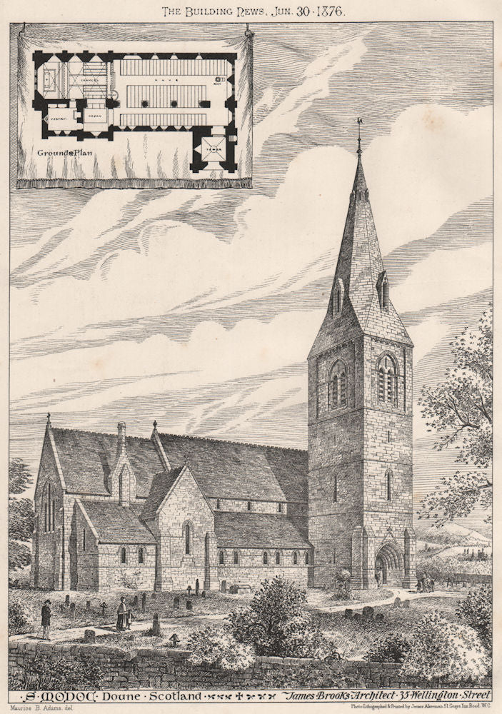 S. Modoc, Doune, Scotland; James Brooks, Architect 1876 old antique print